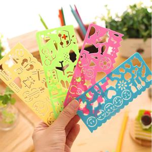 4 Pcs 편지지 눈금자 캔디 컬러 학교 그림 용품 제도 도구 아트 드로잉 템플릿 어린이 선물