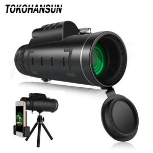 TOKOHANSUN 단안 망원경 줌 렌즈, 아이폰 스마트폰 모바일 카메라 렌즈, 캠핑 하이킹 낚시용 나침반 포함, 40X60