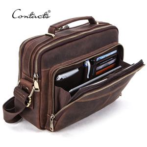 연락처 미친 말 가죽 남자 메신저 가방 빈티지 남자 Crossbody 가방 핸드백 대용량 남성 어깨 가방 Bolsos