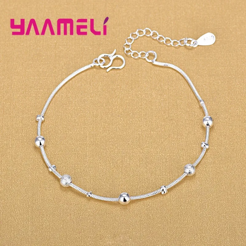 트렌디 한 여성 발 체인 조정 가능한 Mujer Charm 925 스털링 실버 Anklets 보헤미아 쥬얼리 여름 휴가 디자인