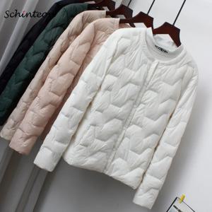Schinteon 여성용 초경량 화이트 덕 다운 재킷, 캐주얼 짧은 코트, 얇은 이너 보터밍 의류, 용수철 가을 외투, 신상
