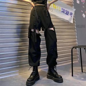 카고 바지 여성 2025 패션 펑크 조깅 바지 하라주쿠 streetwear 봄 발목 길이 남성 블랙 하렘 바지 오버 사이즈