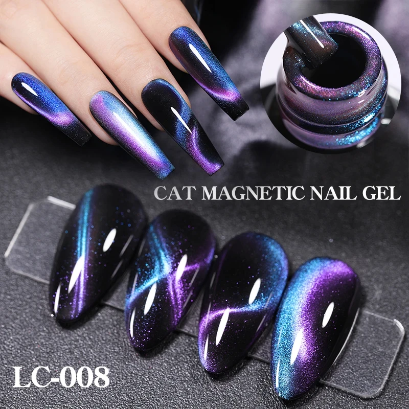 LILYCUTE 7ml 9D 고양이 마그네틱 젤 매니큐어 레이저 자석 세미 퍼머넌트 네일 아트 젤 바니시 용 UV LED 매니큐어 흡수