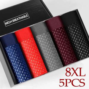 5 개/몫 8XL 메쉬 구멍 망 속옷 복서 남자 복서 속옷 남자 복서 남자 속옷 복서 반바지 남자 복서 남자 Pantis
