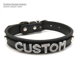 고스 블랙 PU 가죽 맞춤형 이름 목걸이 섹시한 편지 칼라 초커 맞춤형 코스프레 맞춤형 Chocker 보석 선물