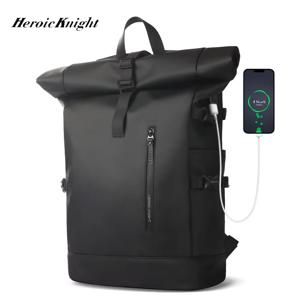 Heroic Knight 남자 배낭 방수 롤 탑 배낭 여성 여행 확장 가능한 USB 충전 대용량 노트북 가방 Mochila