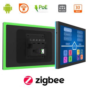 터치 스크린, 4GB RAM, Wi-Fi 6, RJ45, PoE,RS232, RS48, 소프트웨어가 포함되지 않은 10.1인치 안드로이드 스마트 홈 제어판.