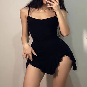 여름 새로운 여성 드레스 v-목 스트랩 니트 a 라인 드레스 섹시한 솔리드 민소매 슬림 Clubwear 파티 우아한 레이디 미니 드레스