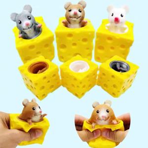 마우스 Squishy 장난감 치즈 스트레스 공 Squishy 쥐 짜기 치즈 Fidgets Squishy 마우스 장난감 스트레스 참신 장난감 사람들을위한 최고의 선물