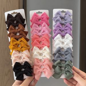 4/6/10Pcs 부드러운 목화 활 머리핀 소녀 달콤한 디자인 머리핀 컬러 블록 섬세한 Hairgripe Barrettes Kawaii 어린이 액세서리