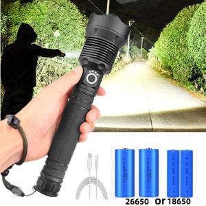 USB 강력한 xhp70.2 손전등 토치 슈퍼 밝은 충전식 줌 LED 전술 토치 xhp70 18650 또는 26650 배터리 캠프 램프