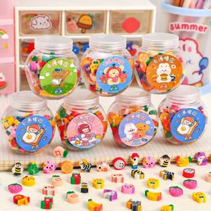 50 /100Pcs 연필 지우개 고무 Kawaii 동물 과일 지우개 초등 학생 상금 어린이를위한 프로모션 선물 문구