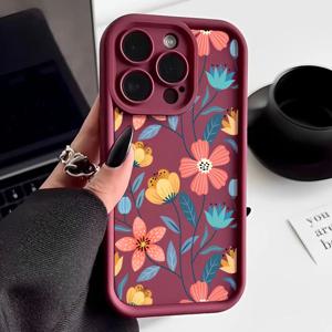 화려한 꽃 실리콘 케이스 iPhone 15 16 Pro Max 14 13 12 11 Pro Max 7 8 XR XS 16e 충격 방지 범퍼 소프트 TPU 전화 커버