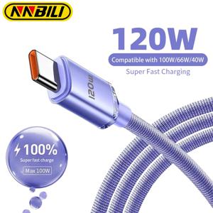 NNBILI USB C타입 고속 충전 케이블, 삼성 리얼미 샤오미 화웨이 휴대폰용 고속 충전 케이블, 데이터 케이블, 120W 6A