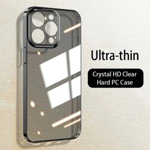 iPhone 15 14 13 12 11 Pro Max 14 Plus 크리스탈 클리어 슬림 충격 방지 범퍼 커버 용 고급 초박형 투명 하드 PC 케이스