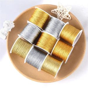 DIY 손으로 짠 팔찌, 핸드 로프, 짠 로프, 자수 금 및 실버 실크 실 소재, 0.2-0.6mm 롤