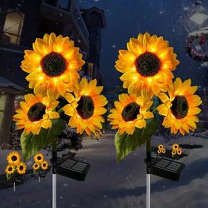 1pcs, 해바라기 태양 램프, 3 LED 해바라기 노란색 꽃 램프 장식, 파티오 장식, 잔디 정원