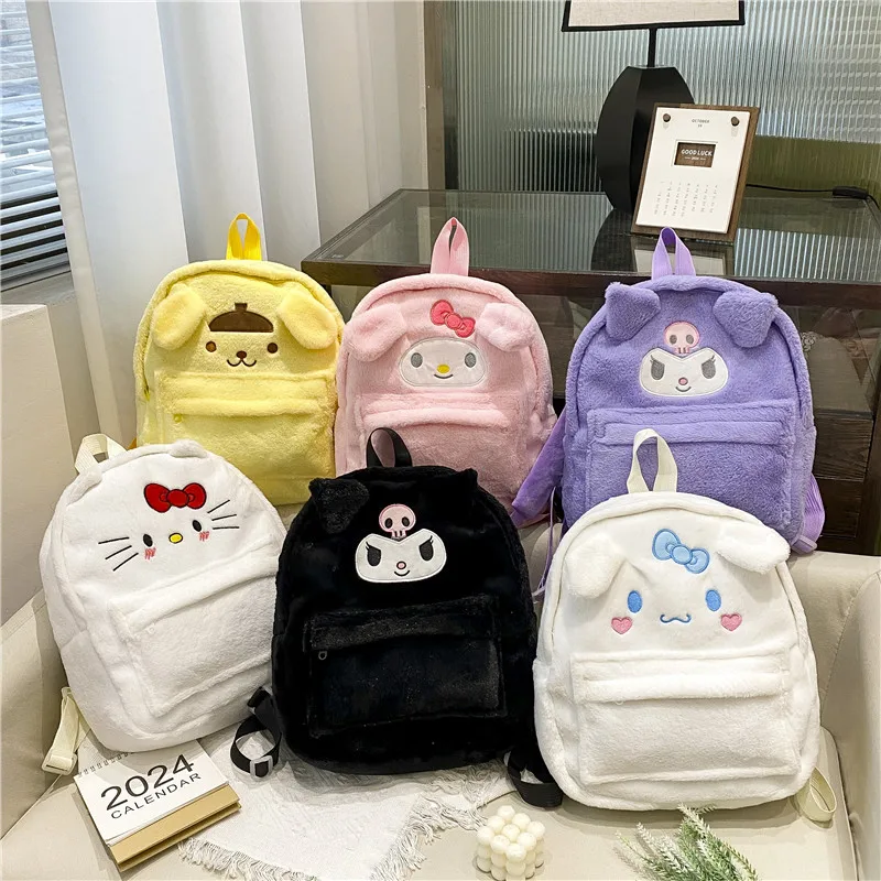 산리오 만화 사랑스러운 봉제 배낭 시나모롤 쿠로미 소녀 하트 대용량 마이 멜로디 숄더백, 어린이 크리스마스 선물, 신제품