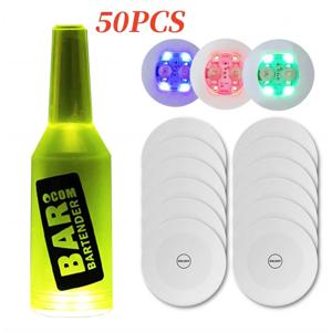 1/10/20/50PCS LED 코스터 조명 다채로운 빛나는 와인 병 스티커 매트 바 웨딩 파티 조명 장식 와인 병 스티커