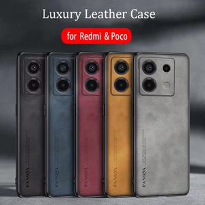 Xiaomi Redmi Note 13 Pro Plus 4g 5g 고급 양피 가죽 케이스 Poco X6 M6 F6 Pro 남성용 뒷면 커버 Note13 13pro X6pro