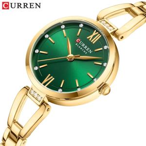 CURREN 9092 쿼츠 시계 여성 우아한 팔찌 스테인레스 스틸 스트랩 라인 석 패션 숙녀 간단한 시계 선물 reloj mujer