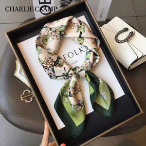 재스민 나비 실크 스퀘어 스카프 여성 새틴 Shawls 럭셔리 따뜻한 Neckerchief 캐주얼 패션 스카프 두건 머리 Hjiab 70*70cm