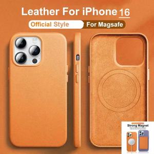 Apple iPhone 16 Pro Max 13 12 14 15 Plus 용 공식 MagSafe 가죽 케이스 기존 Strong MacSafe 마그네틱 커버 액세서리