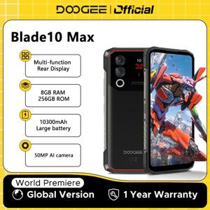 월드 프리미어 DOOGEE Blade10 Max 견고한 전화기 6.56인치 90Hz 디스플레이 8GB+256GB 후면 디스플레이 50MP AI 메인 카메라 10300mAh 18W 충전