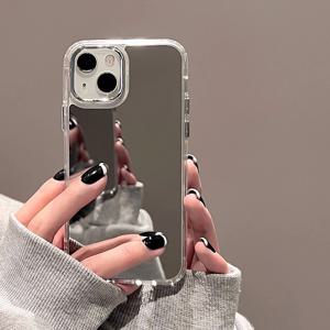 럭셔리 메이크업 미러 케이스 iPhone 11 Fundas Coque Iphone 16 15 13 14 12 Pro Max XR X XS 14pro 실리콘 전기 도금 커버