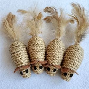 2/4pcs Sisal 거짓 마우스 고양이 장난감 물림 저항 박제 장난감 대화 형 고양이 장난감 시뮬레이션 마우스 새끼 고양이 자체 재생 플러시 장난감