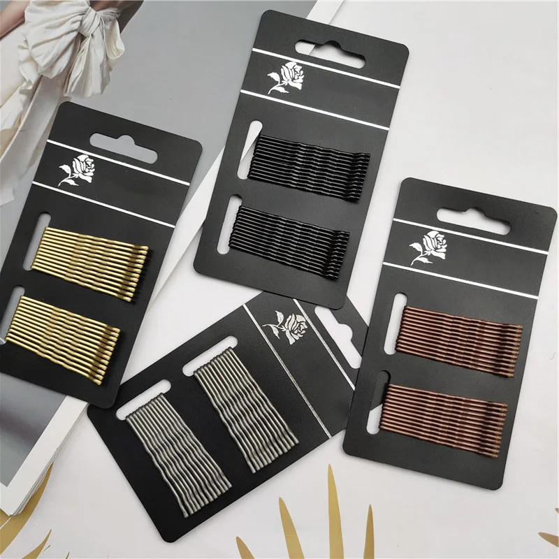24PCS 블랙 페인트리스 색상 유지 간단한 한 단어 클립 기본 실용 헤어 클립 와이어 리우 헤어 클립 헤어 액세서리 헤어 Ca