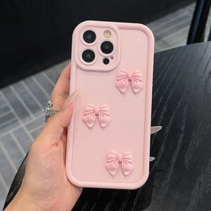 3D 핑크 귀여운 나비 실리콘 소프트 폰 케이스 iPhone 16 15 14 13 12 11 Pro Max XS XR X 7 8 Plus SE 충격 방지 캔디 커버