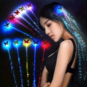 1pc/5pcs, 다채로운 나비 빛 머리띠 가발 빛나는 플래시 LED 머리 끈 클립 장식 Ligth 크리스마스 헤어 액세서리