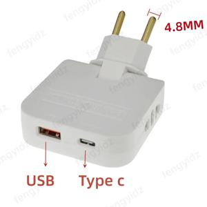 4-in-1 회전식 EU 여행용 어댑터 180 °   USBC 및 USB 포트가 있는 회전 소켓, 글로벌 장치용 범용 충전기(블랙/화이트)