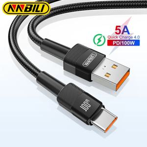 NNBILI USB C 고속 충전 데이터 케이블, 화웨이 아너 원플러스 리얼미 샤오미 삼성 USB A to C 전화 코드, 100W 6A