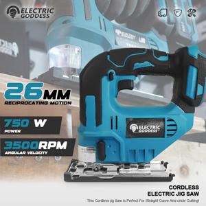 18V Makita 3500RPM 전기 곡선 톱 무선 지그 톱 휴대용 다기능 목수 전동 공구 배터리 없음