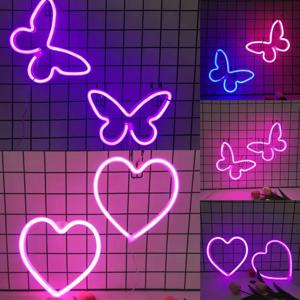 나비 사랑 LED 네온 불빛, 소녀 방 생일 크리스마스 웨딩 파티 조명, 발렌타인 데이 선물, USB/배터리 구동
