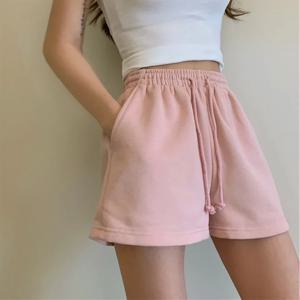 하이 웨이스트 와이드 레그 A 라인 반바지 여성 여름 얇은 캐주얼 스포츠 바지 다목적 루즈 스트레이트 컷 슬리밍 겉옷
