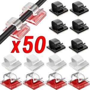 10/20/50PCS 케이블 주최자 클립 와이어 와인 더 홀더 보호기 USB 케이블 관리 접착 후크 홈 오피스 용 데스크 클램프