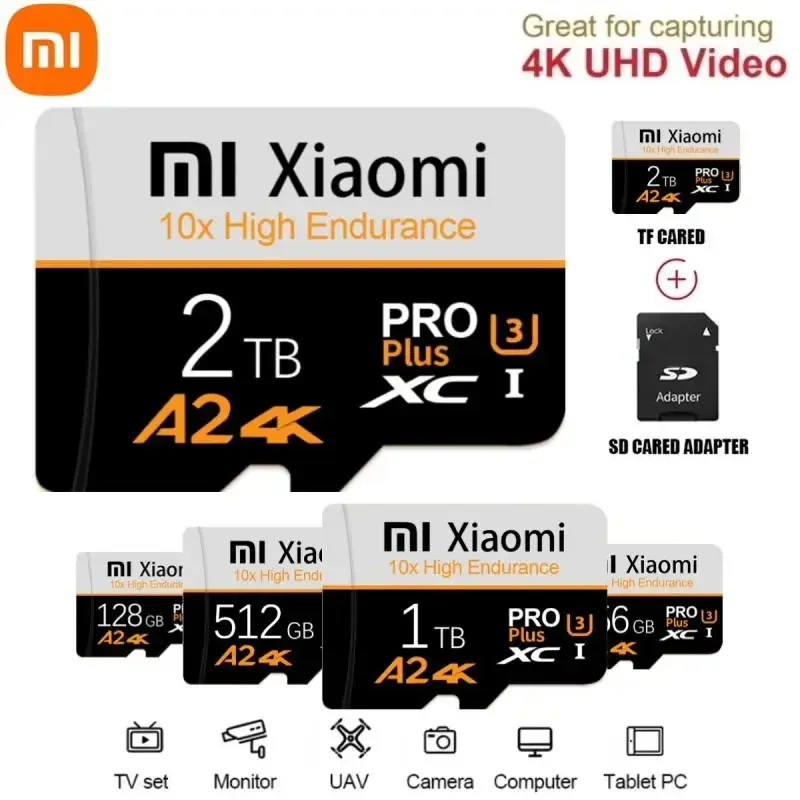 Xiaomi 고속 메모리 카드 1 테라바이트 2 테라바이트 마이크로 TF SD 카드 Lenovo 용 Sony 용 카메라 감시 장치 용 128GB 256GB TF 카드