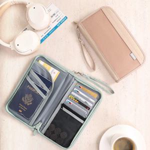 여행 RFID ID 가방 탑승 여권 항공권 보관 가방 휴대용 스트랩이 있는 경량 대용량 다기능 지갑