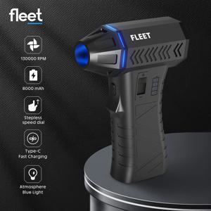 Fleet Violent 선풍기 휴대용 강력한 공기 송풍기, C타입 충전, 강풍 먼지털이 브러시리스 모터 터보 제트 송풍기, 130000 RPM