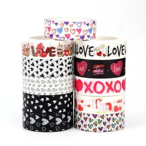 2025 새로운 1X10M 장식 귀여운 하트 발렌타인 데이 Washi 종이 테이프 DIY 저널링 접착 마스킹 테이프 Papelería 세트