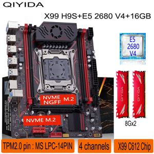 Qiyida X99 마더보드 키트 LGA2011 3 Xeon E5 2680 V4 2*8GB 16GB DDR4 3200Mhz 4 채널 NVME USB3.0 SATA3.0 TPM 2.0 인터페이스