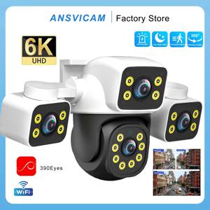 WiFi IP 카메라 6K UHD 야외 12MP 3 스크린 3 렌즈 인간 유형 AI 감지 자동 추적 Securit 모니터링 IP CCTV