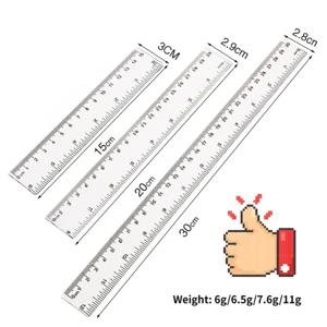 15/20/30cm 투명 플라스틱 눈금자 블루 컬러 간단한 스타일 휴대용 도구 학생 학교 및 사무실 문구에 대한 귀여운