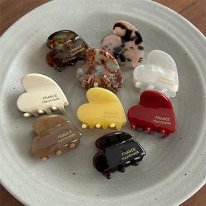 3.5cm 여자를위한 작은 머리 발톱 아세테이트 머리 게 귀여운 하트 모양의 머리핀 어린이 여성 헤어 액세서리 머리핀 클립