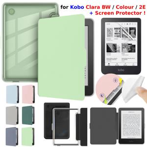 Kobo Clara BW, Clara Colour, 2E 호환 PU 가죽 케이스, 투명 아크릴 백 커버 및 화면 보호 필름 포함, 자동 웨이크/슬립 기능, 마그네틱 폴딩, 6인치 이북 리더기 커버