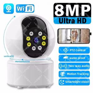 8MP 스마트 홈 감시 WiFi 카메라 PTZ Ai 자동 추적 베이비 모니터 카메라 실내 야간 투시경 보안 IP 무선 카메라