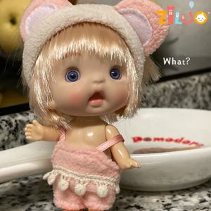 여자를위한 10cm 미니 Bjd 인형 OB11 인형 옷 귀여운 서프라이즈 장난감 Kawaii Face Munecas OB11 바디 풀 세트 어린이 장난감 선물